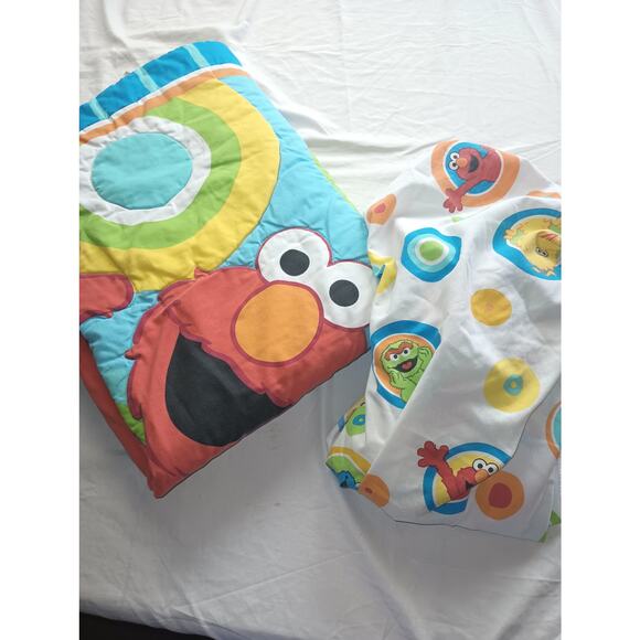 Vtg Sesame Street Comforter Set Elmo & Big Bird Toddler Bed 2007 - Picture 1 of 7